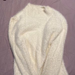 Express white fuzzy sweater